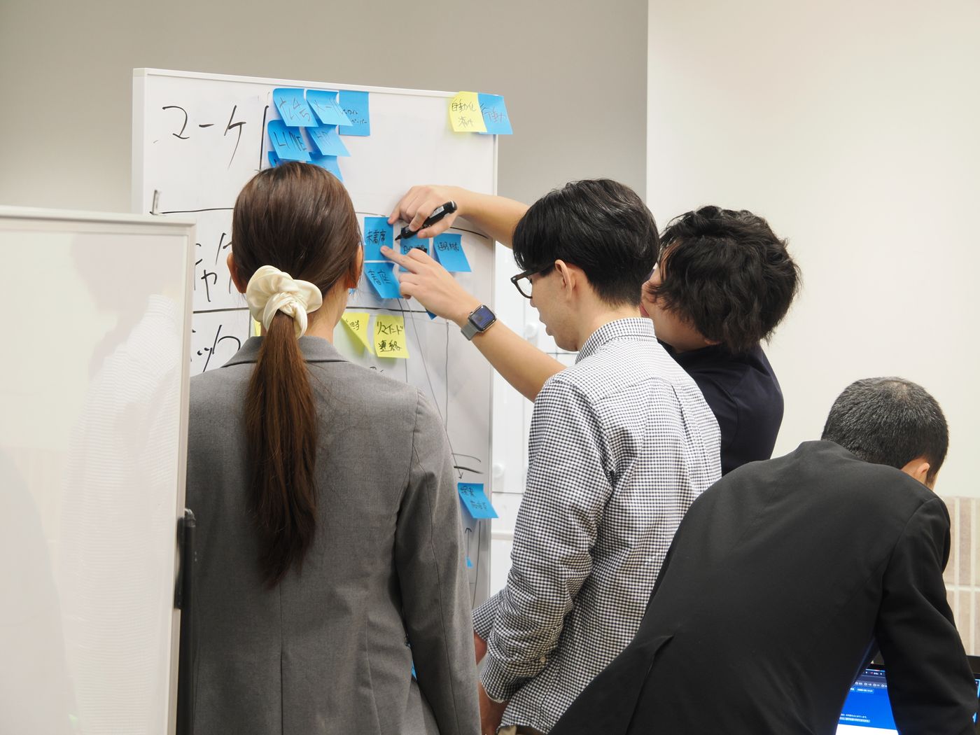 付箋で業務を可視化する様子